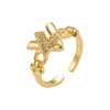 Wholesale Simple Gold Plated Copper Xshaped Micropaved Zircon Rivet Bracelet Ring Set With Letter Number Text Pattern For Unisex In Light Luxury Style