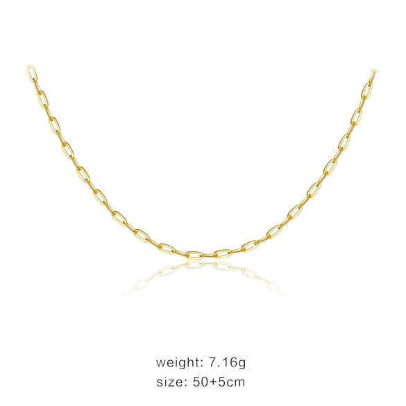 Wholesale Simple Gold Stacked Belt All Match 925 Sterling Silver Gold Plated Clavicle Necklace With Geometric Style