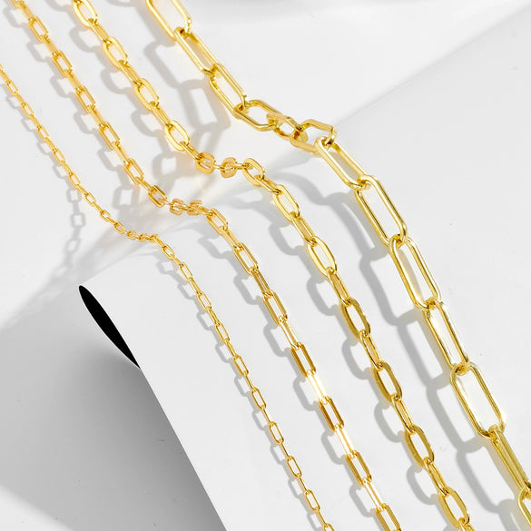 Wholesale Simple Gold Stacked Belt All Match 925 Sterling Silver Gold Plated Clavicle Necklace With Geometric Style