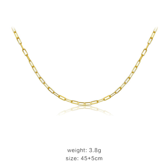 Wholesale Simple Gold Stacked Belt All Match 925 Sterling Silver Gold Plated Clavicle Necklace With Geometric Style