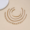 Wholesale Simple Gold Thick Chain Bracelet Set Alloy Geometric Stacking Style Electroplated 4Piece Unisex Bracelet Set