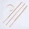 Wholesale Simple Gold Thick Chain Bracelet Set Alloy Geometric Stacking Style Electroplated 4Piece Unisex Bracelet Set