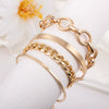Wholesale Simple Golden Wide Open 4Piece Set Alloy Bracelet Jewelry With Geometric Style And Electroplating Treatment