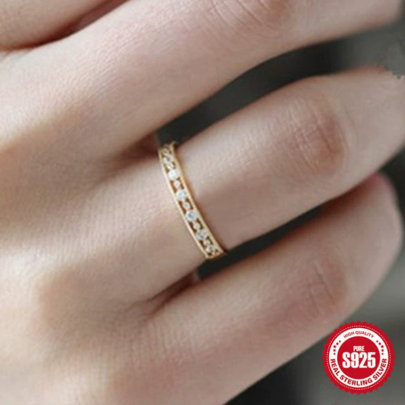 Wholesale Simple Goldplated S925 Sterling Silver Ring With Exquisite Hollow Retro Design And Geometric Style For Women Electroplated