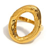 Wholesale Simple Hammer Patterned Geometric Stainless Steel 18K Gold Plated Irregular Ring For Women