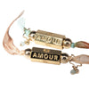 Wholesale Simple Heart Shape Copper Electroplated Unisex Bracelet With Tarot Card Pearl Pendant
