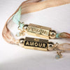 Wholesale Simple Heart Shape Copper Electroplated Unisex Bracelet With Tarot Card Pearl Pendant