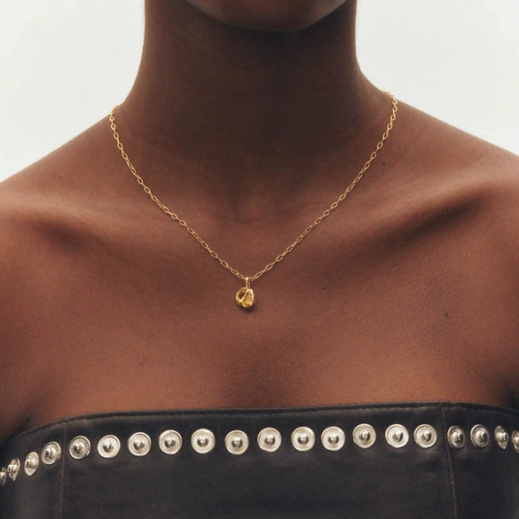 Wholesale Simple Heart Shape Electroplated Gold Color Retention Copper Pendant Necklace Clavicle Chain For Unisex