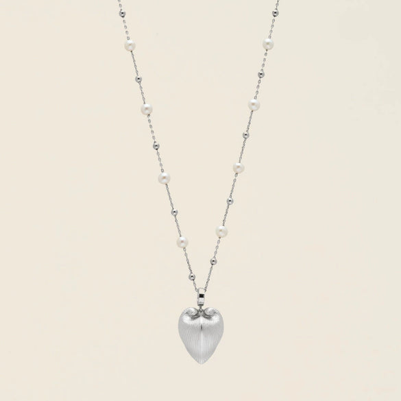 Wholesale Simple Heart Shape Gold Electroplated Copper Pearl Necklace For Unisex