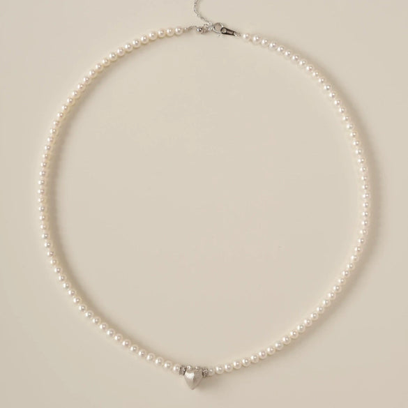 Wholesale Simple Heart Shape Gold Electroplated Copper Pearl Necklace For Unisex
