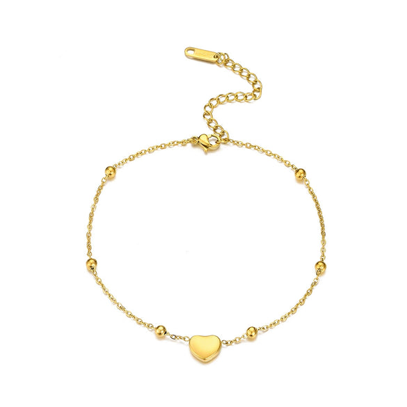 Wholesale Simple Heart Shape Stainless Steel Geometric Anklet For Women