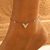 Wholesale Simple Heart Shape Stainless Steel Geometric Anklet For Women