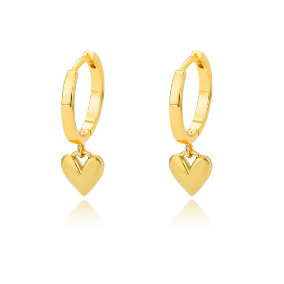 Wholesale Simple Heart Shaped Copper Earrings With 18K Gold Plated Zircon And Five Pointed Star Design Electroplated