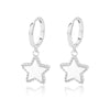 Wholesale Simple Heart Shaped Copper Earrings With 18K Gold Plated Zircon And Five Pointed Star Design Electroplated