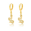 Wholesale Simple Heart Shaped Copper Earrings With 18K Gold Plated Zircon And Five Pointed Star Design Electroplated