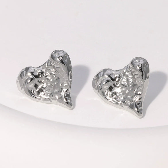 Wholesale Simple Heart Shaped 18K Gold Plated Stainless Steel Earrings For Women