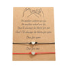 Wholesale Simple Heartshaped Alloy Electroplated Wax Thread Woven Couple Bracelet With Blessing Card