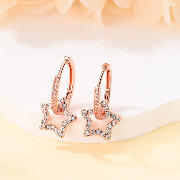 Wholesale Simple Heartshaped And Star Earrings Copper Silver Plated