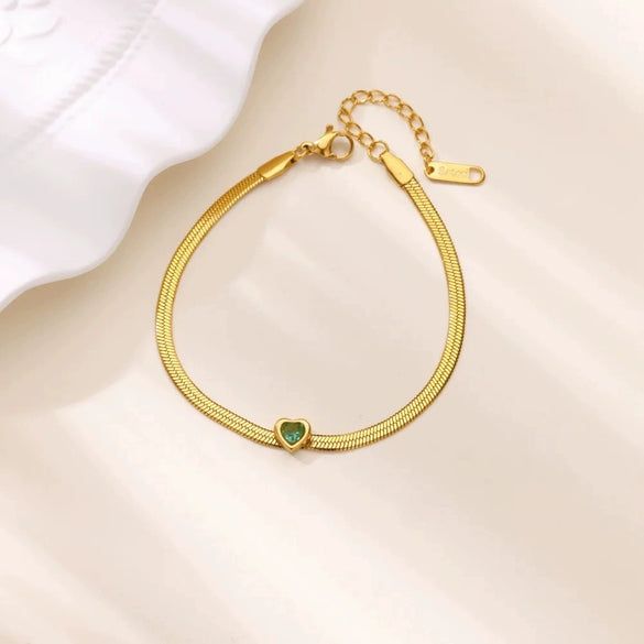 Wholesale Simple Heartshaped Birthstone Bracelet For Women Stainless Steel Electroplated