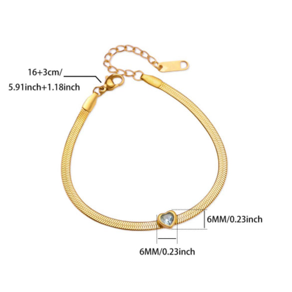 Wholesale Simple Heartshaped Birthstone Bracelet For Women Stainless Steel Electroplated