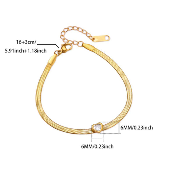 Wholesale Simple Heartshaped Birthstone Bracelet For Women Stainless Steel Electroplated