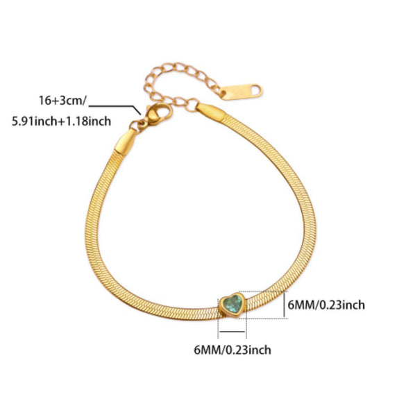 Wholesale Simple Heartshaped Birthstone Bracelet For Women Stainless Steel Electroplated