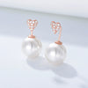 Wholesale Simple Heartshaped Diamondset Pearl Earrings For Women Made Of 925 Sterling Silver