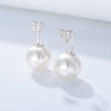 Wholesale Simple Heartshaped Diamondset Pearl Earrings For Women Made Of 925 Sterling Silver
