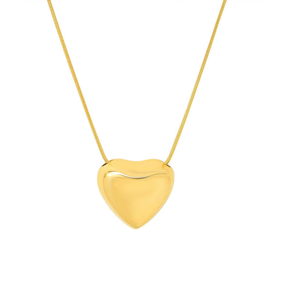 Wholesale Simple Heartshaped Love Pendant Necklace In Titanium Steel With 18K Gold Electroplated Clavicle Chain