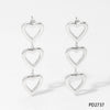 Wholesale Simple Heartshaped Stainless Steel Earrings With Long Tassel And Electroplating Design For Women