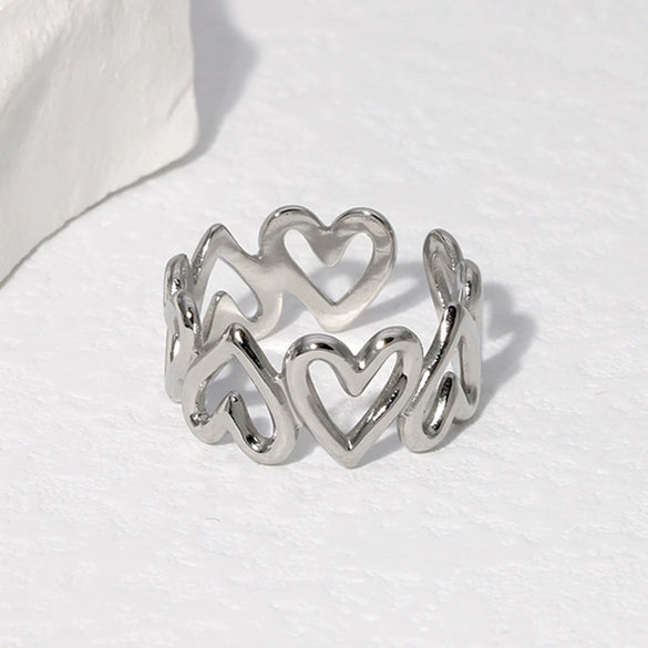 Wholesale Simple Heartshaped Titanium Steel Ring For Women Ins Style 18K Goldplated Electroplated Nonfading Open Ring