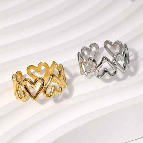 Wholesale Simple Heartshaped Titanium Steel Ring For Women Ins Style 18K Goldplated Electroplated Nonfading Open Ring