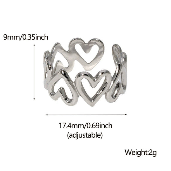 Wholesale Simple Heartshaped Titanium Steel Ring For Women Ins Style 18K Goldplated Electroplated Nonfading Open Ring