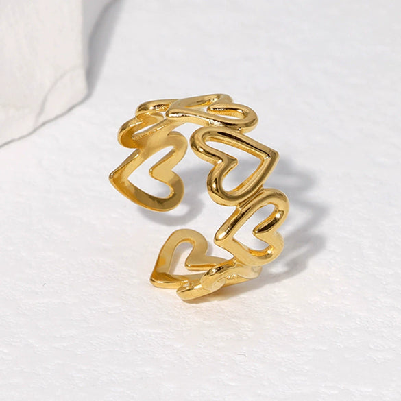 Wholesale Simple Heartshaped Titanium Steel Ring For Women Ins Style 18K Goldplated Electroplated Nonfading Open Ring
