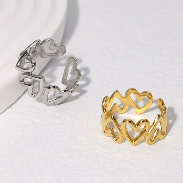 Wholesale Simple Heartshaped Titanium Steel Ring For Women Ins Style 18K Goldplated Electroplated Nonfading Open Ring