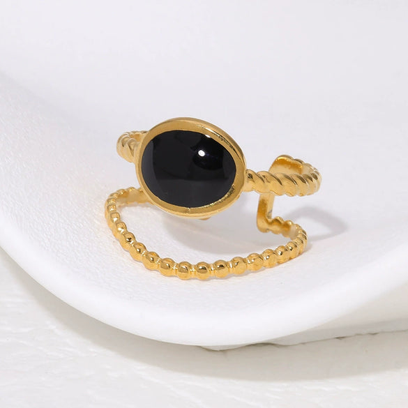 Wholesale Simple High End Geometric Stainless Steel Ring With Electroplating For Women