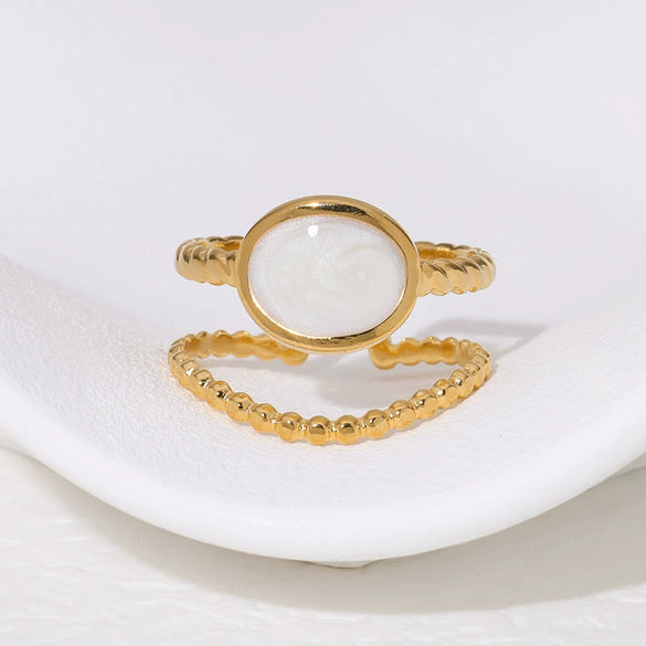 Wholesale Simple High End Geometric Stainless Steel Ring With Electroplating For Women