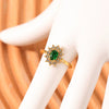 Wholesale Simple High End Stainless Steel Open Ring With Sunflower And Geometric Emerald Zircon For Women