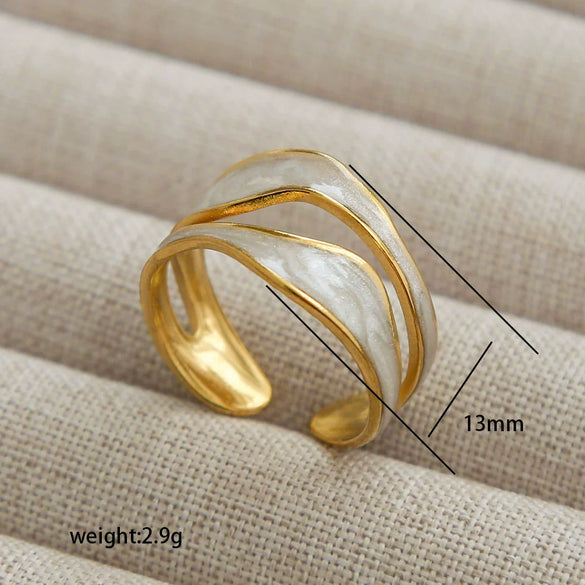 Wholesale Simple Highend Open Geometric Ring Stainless Steel Gold Plated For Women
