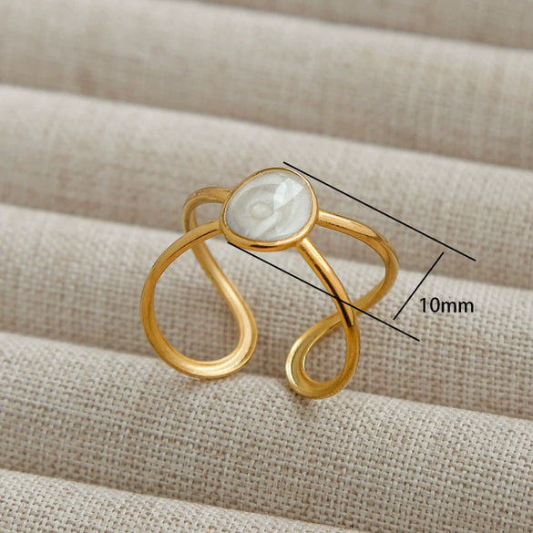 Wholesale Simple Highend Open Geometric Ring Stainless Steel Gold Plated For Women