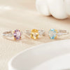 Wholesale Simple Highgrade Unisex Geometric Crystal Ring Set With Gems In S925 Sterling Silver And 18K Gold