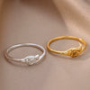 Wholesale Simple Hollow Geometric Stainless Steel 18K Gold Plated Unisex Ring Jewelry