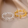Wholesale Simple Hollow Geometric Stainless Steel 18K Gold Plated Unisex Ring Jewelry