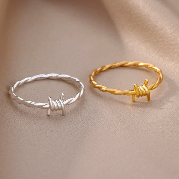 Wholesale Simple Hollow Geometric Stainless Steel 18K Gold Plated Unisex Ring Jewelry