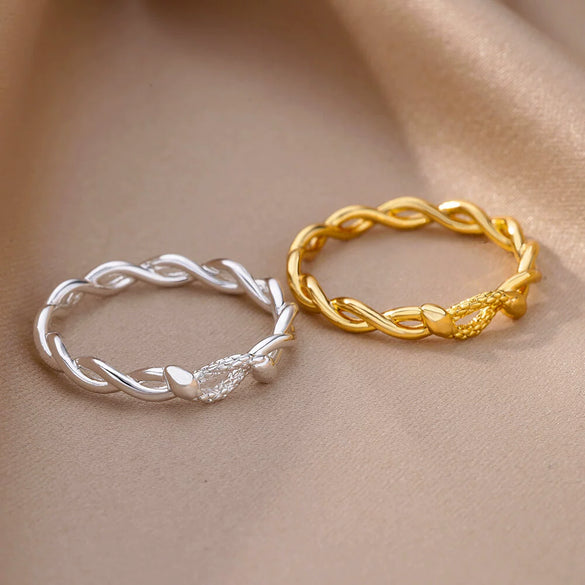 Wholesale Simple Hollow Geometric Stainless Steel 18K Gold Plated Unisex Ring Jewelry