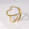 Wholesale Simple Hollow Heartd Open Female Titanium Steel Ring With Electroplating