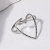 Wholesale Simple Hollow Heartd Open Female Titanium Steel Ring With Electroplating