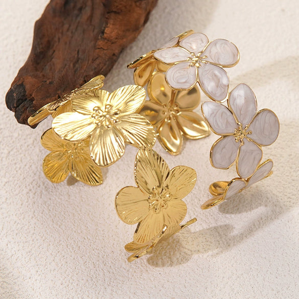 Wholesale Simple Hydraulic Pressure Stainless Steel Flower Oildrip Bracelet Jewelry Accessories