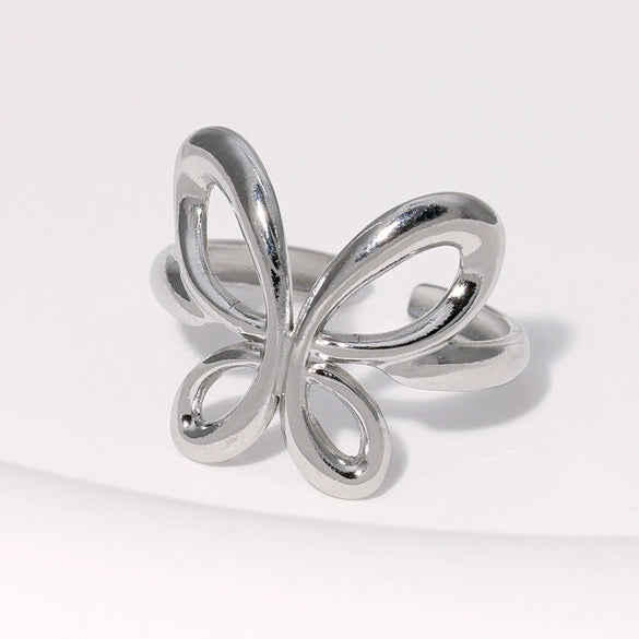 Wholesale Simple Ins Cold Style Butterfly Animals Zodiac Electroplated Stainless Steel Ring For Women