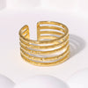 Wholesale Simple Ins Cold Style Open Women's Titanium Steel Ring 18K Gold Plated With Geometric Design